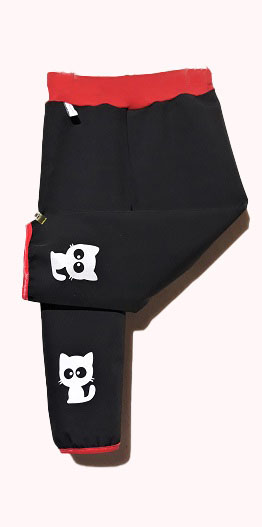 Feeling, softshellové kalhoty letní zakončené lemovací gumičkou, černé s červenou