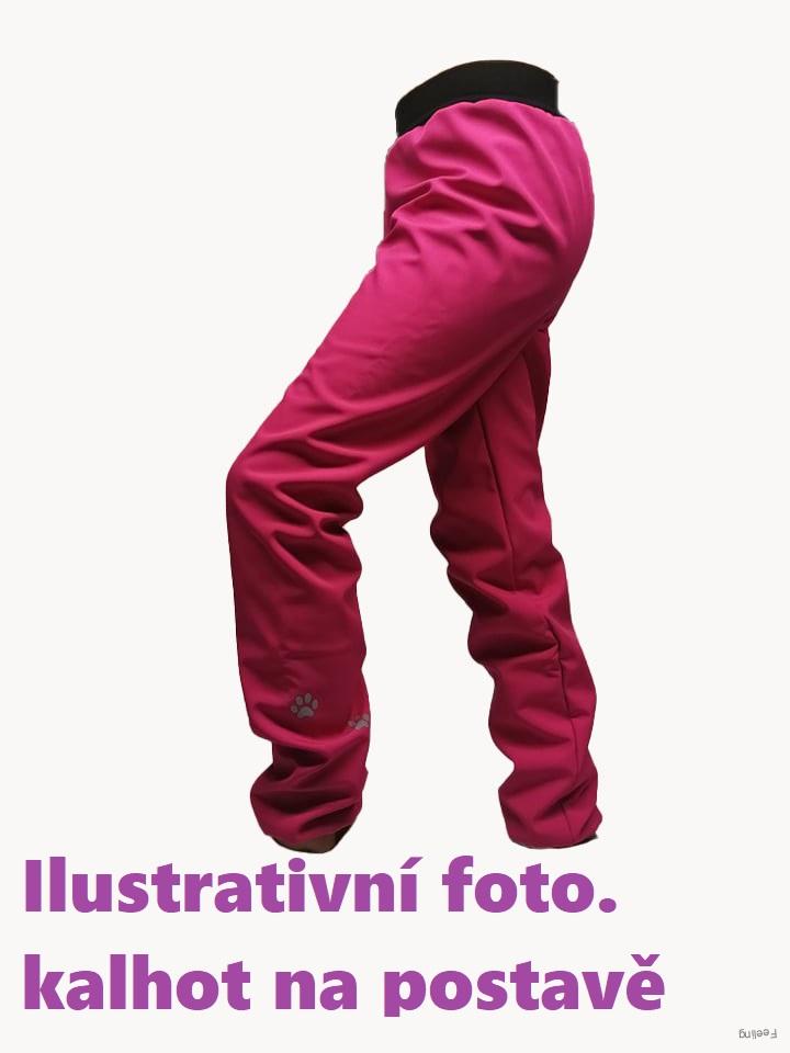 Softehellové kalhoty s fleece , vel. 80 tlapky na tm.modré, lem šedý