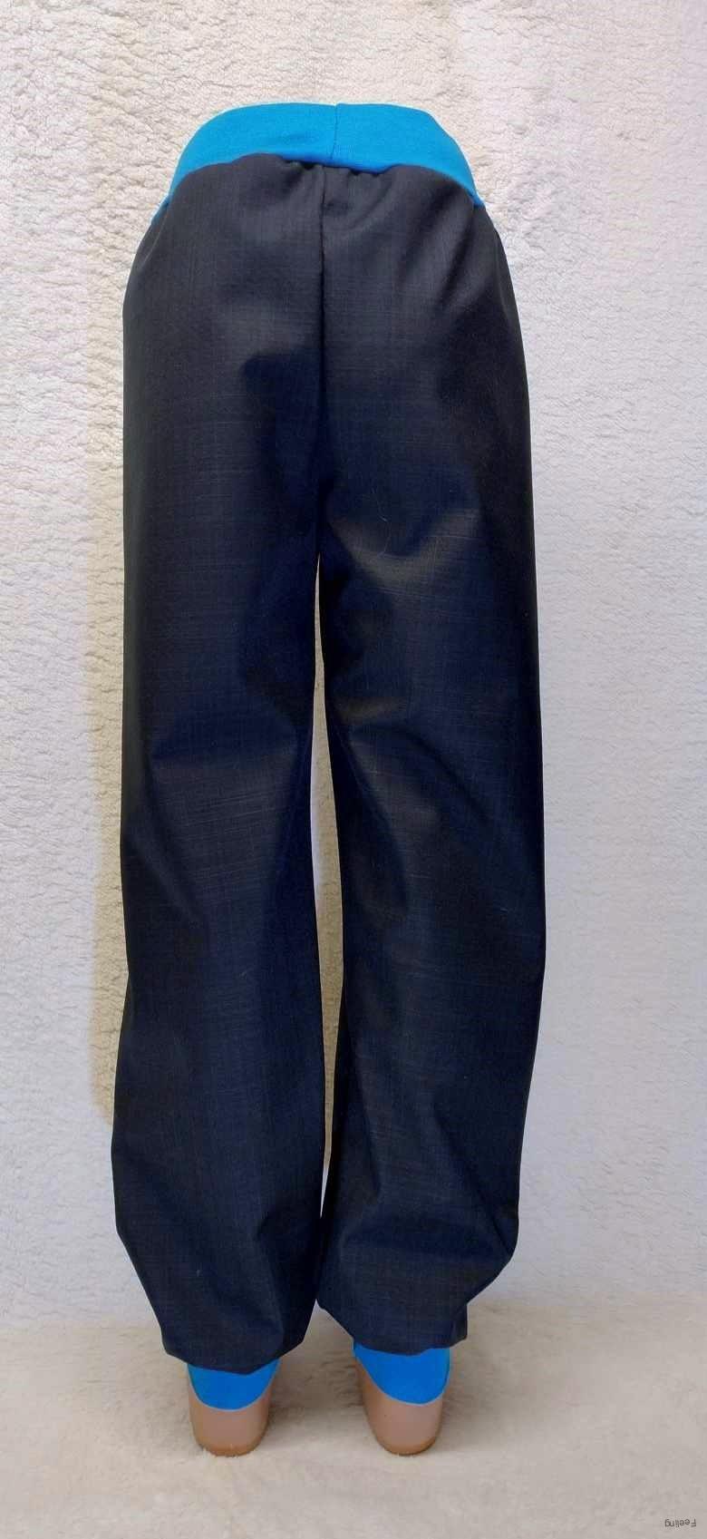 Softshellové kalhoty jarní/podzimní, vel.98, černé s tyrkys