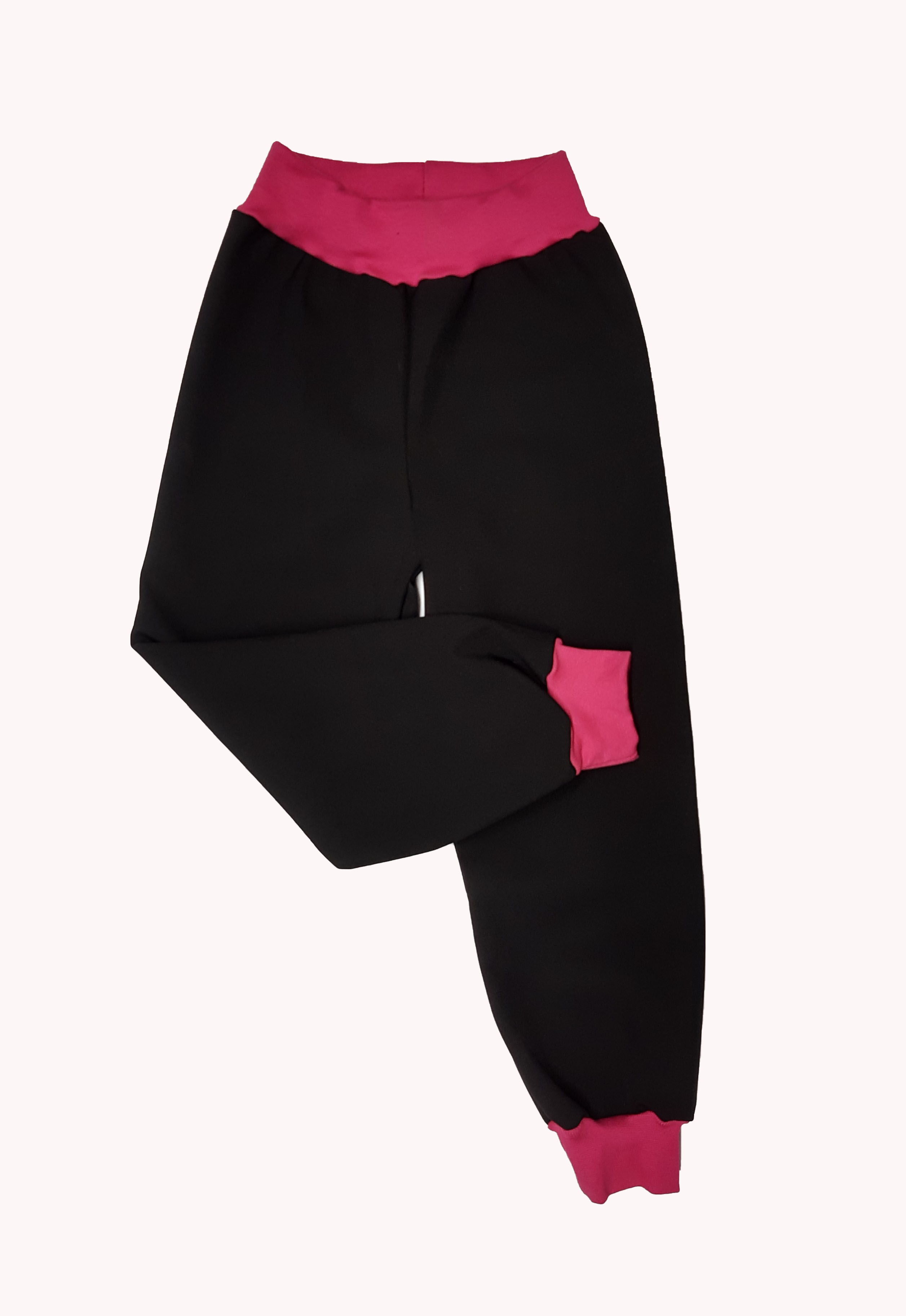 Softshellové kalhoty s fleecem odlehčený, vel. 116,černé s růžovou