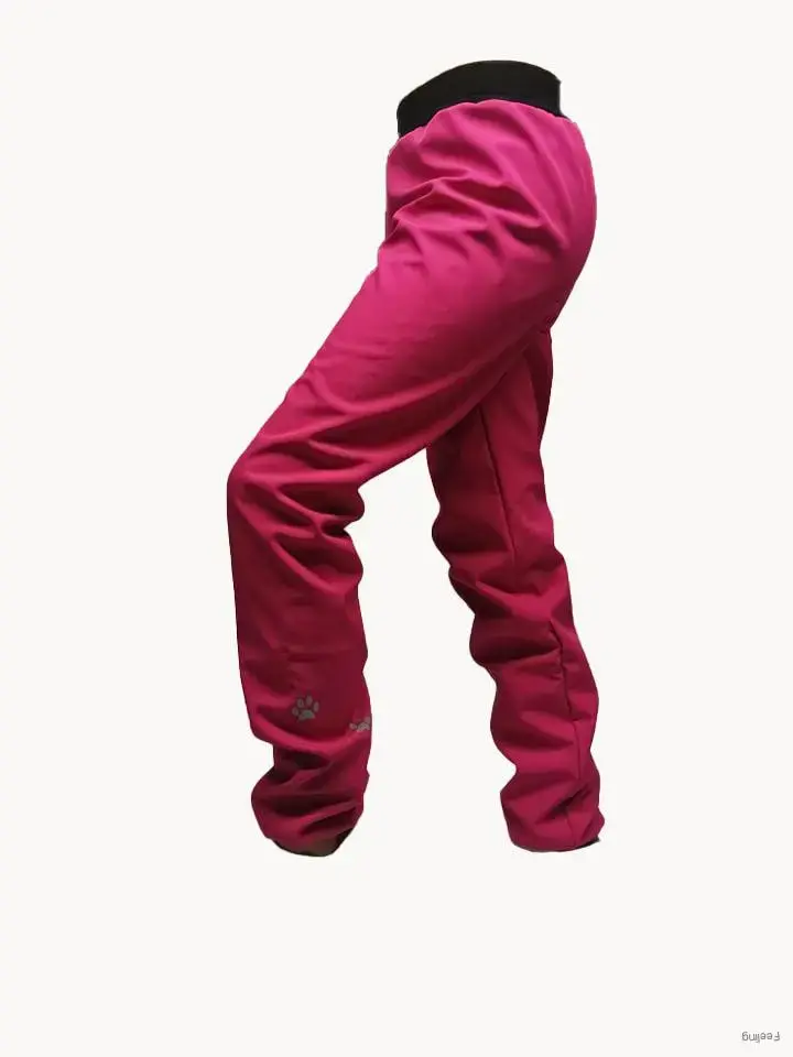 Softshellové kalhoty s fleece vrstvou, vel. 104, růžoví melír s tyrkys