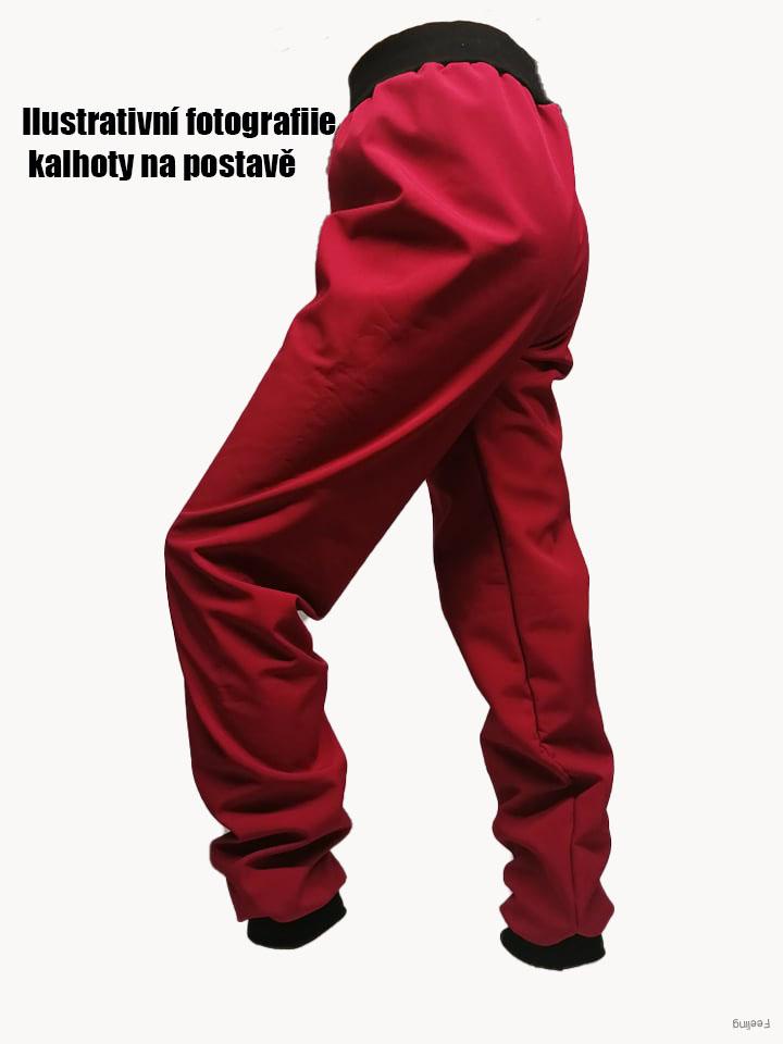 Feeling softshellové kalhoty jarní/podzimní s úpletem, hnědé barva lemu dle vlastního výběru