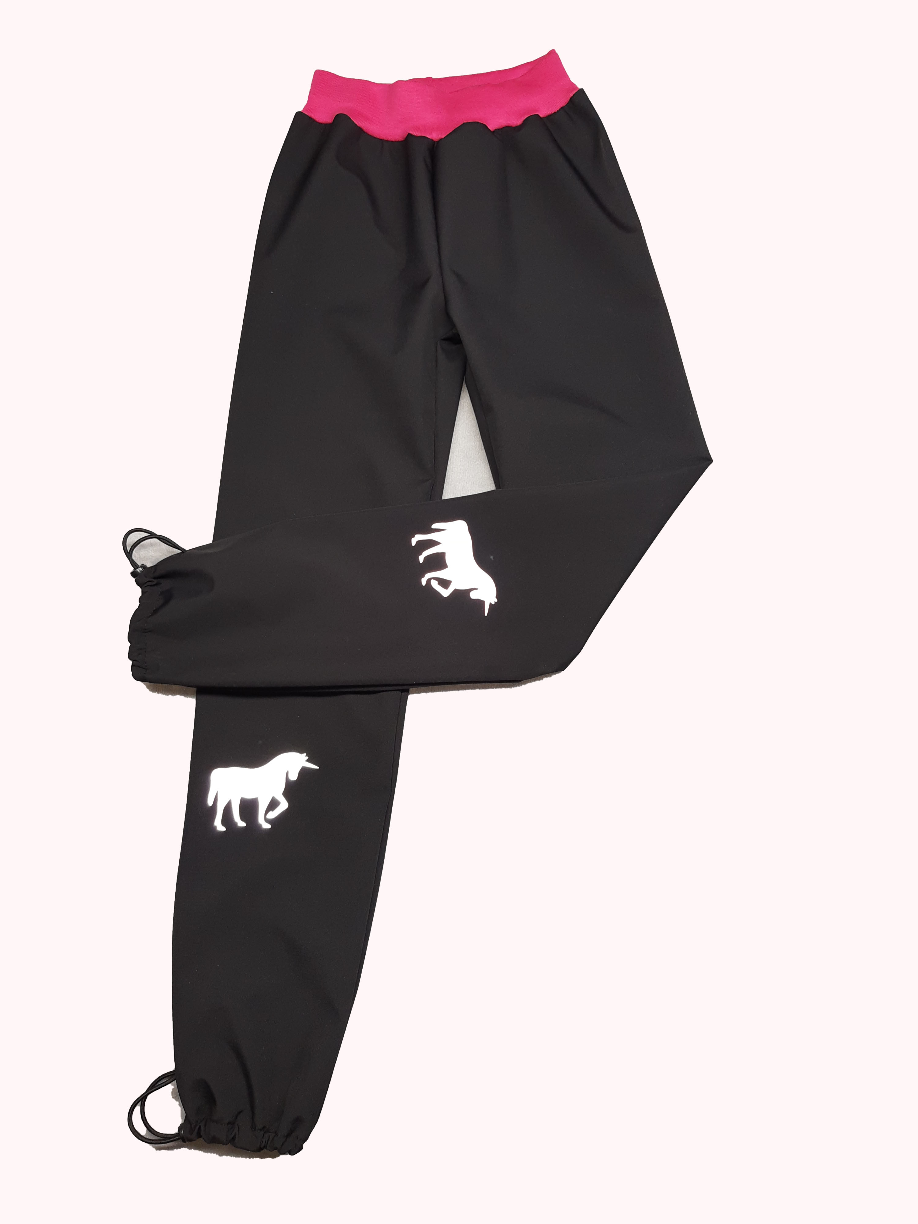 Feeling, softshellové kalhoty s fleecem, nohavice na stahování, růžové s šedou 