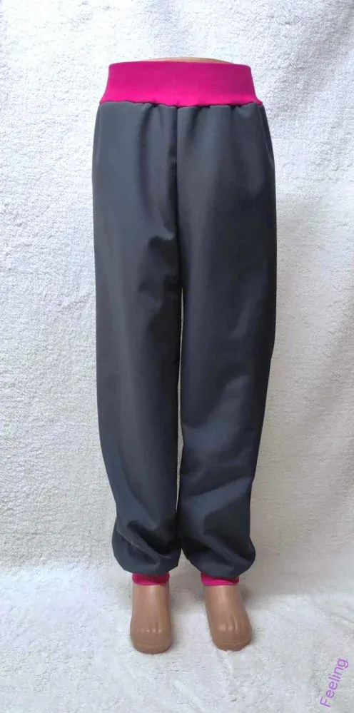 Softshellové kalhoty letní, vel. 152, šedé s růžovou