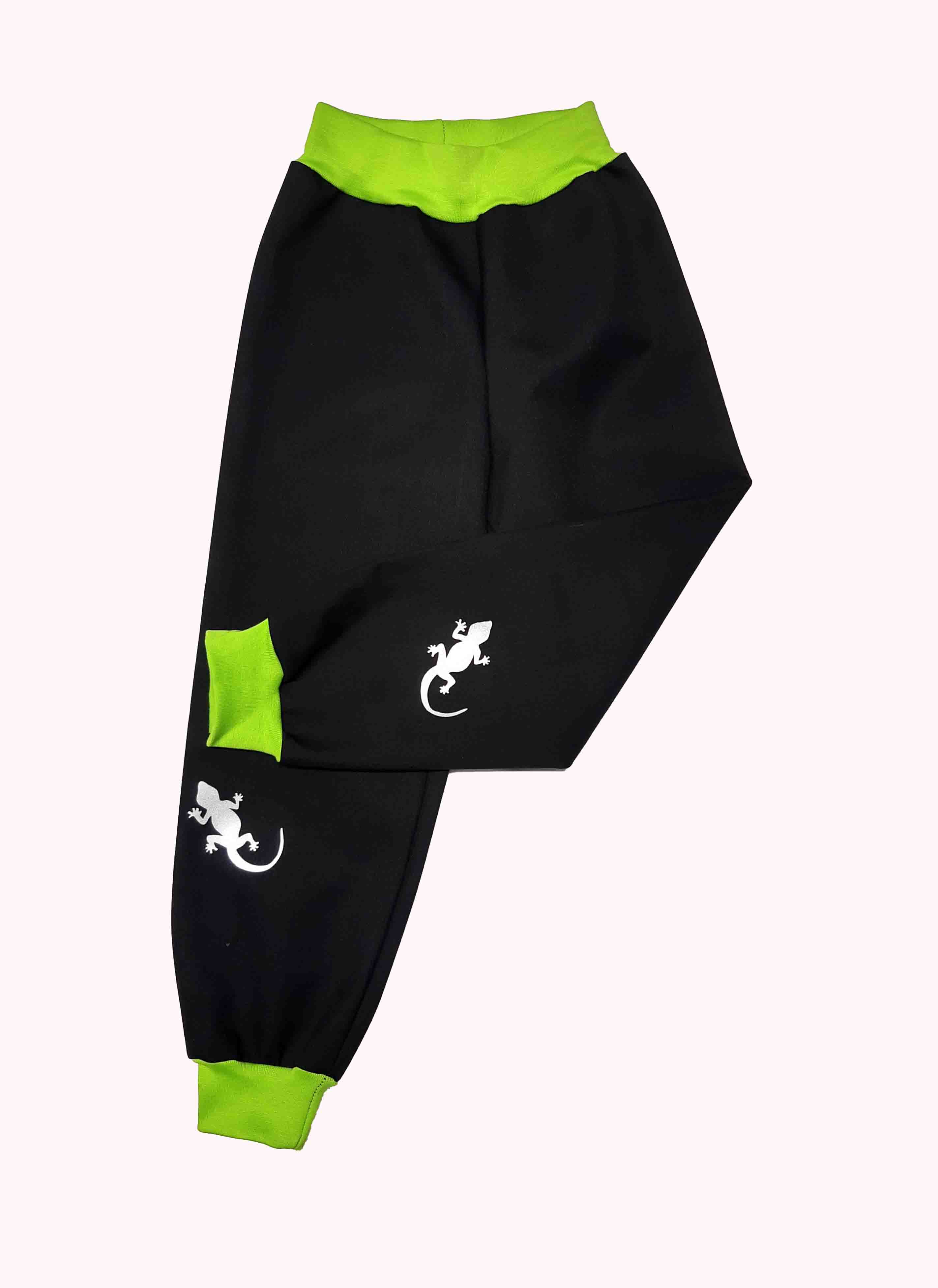 Feeling, softshellové kalhoty letní, černé se zelenu ref. bubák 1 ks a nožičky 1 ks 