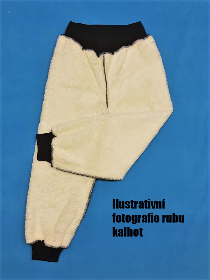 Softehellové kalhoty s beránkem, vel. 80, černé s tyrkys