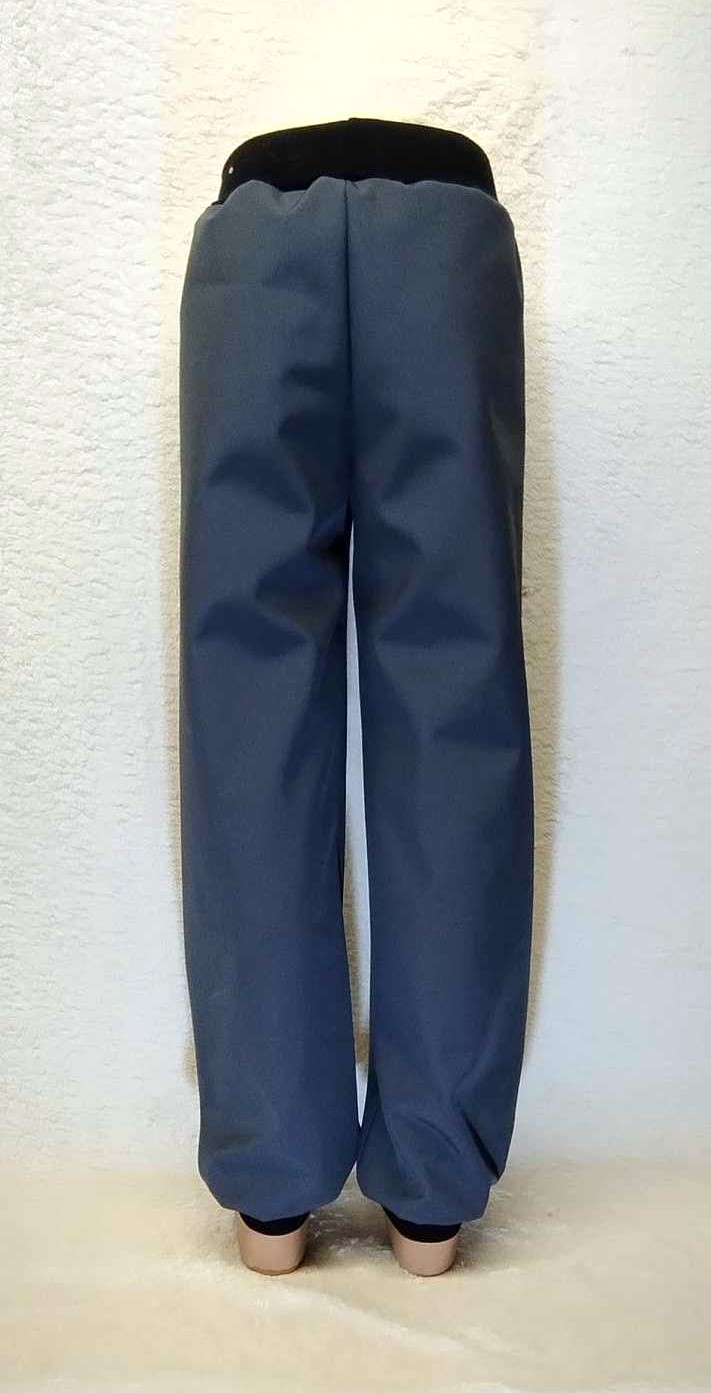 Softshellové kalhoty s fleecem odlehčený, vel. 80, šedé s černou