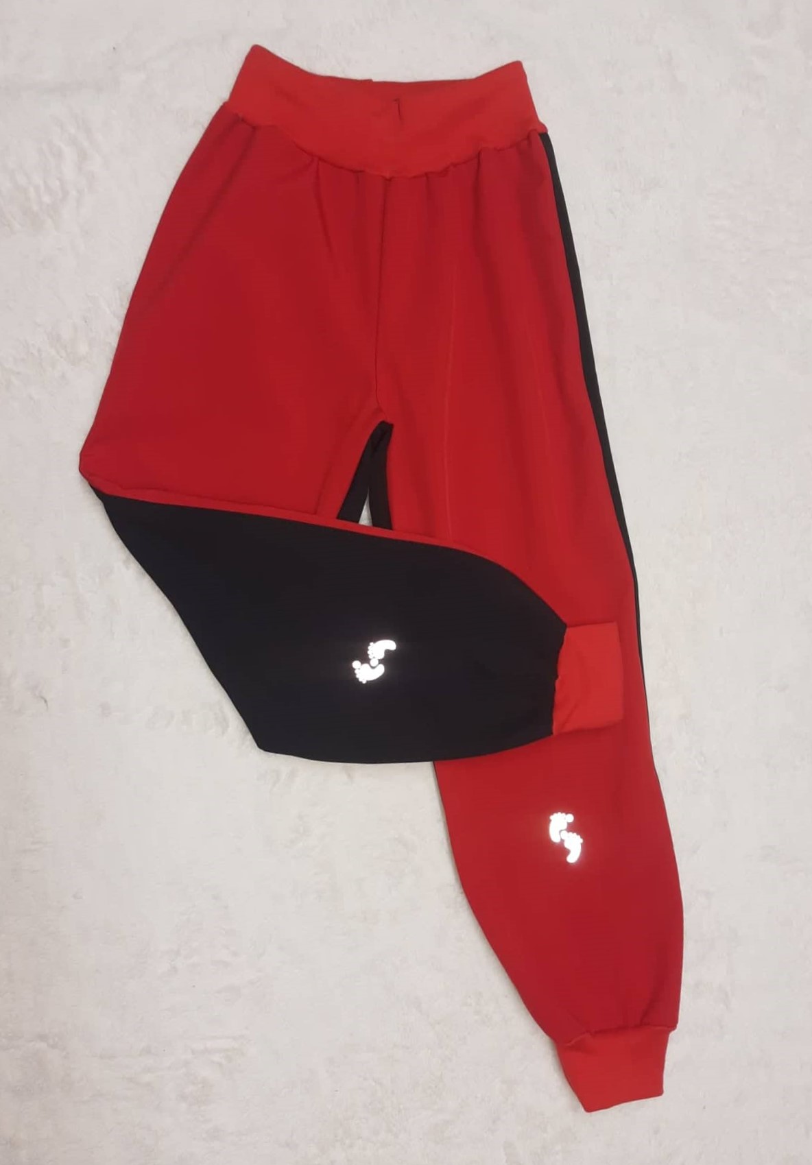Softshellové kalhoty s fleece, vel.116, červeno černé a reflexní prvky
