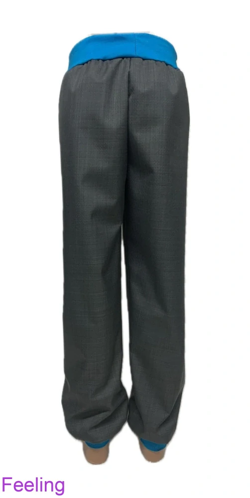 Softehellové kalhoty s beránkem, vel. 128, šedé s tykrys