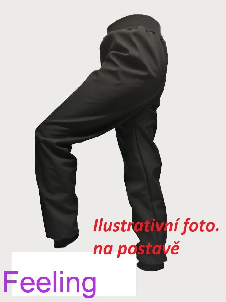 Softehellové kalhoty s fleecem vel. 98, černé s šedou