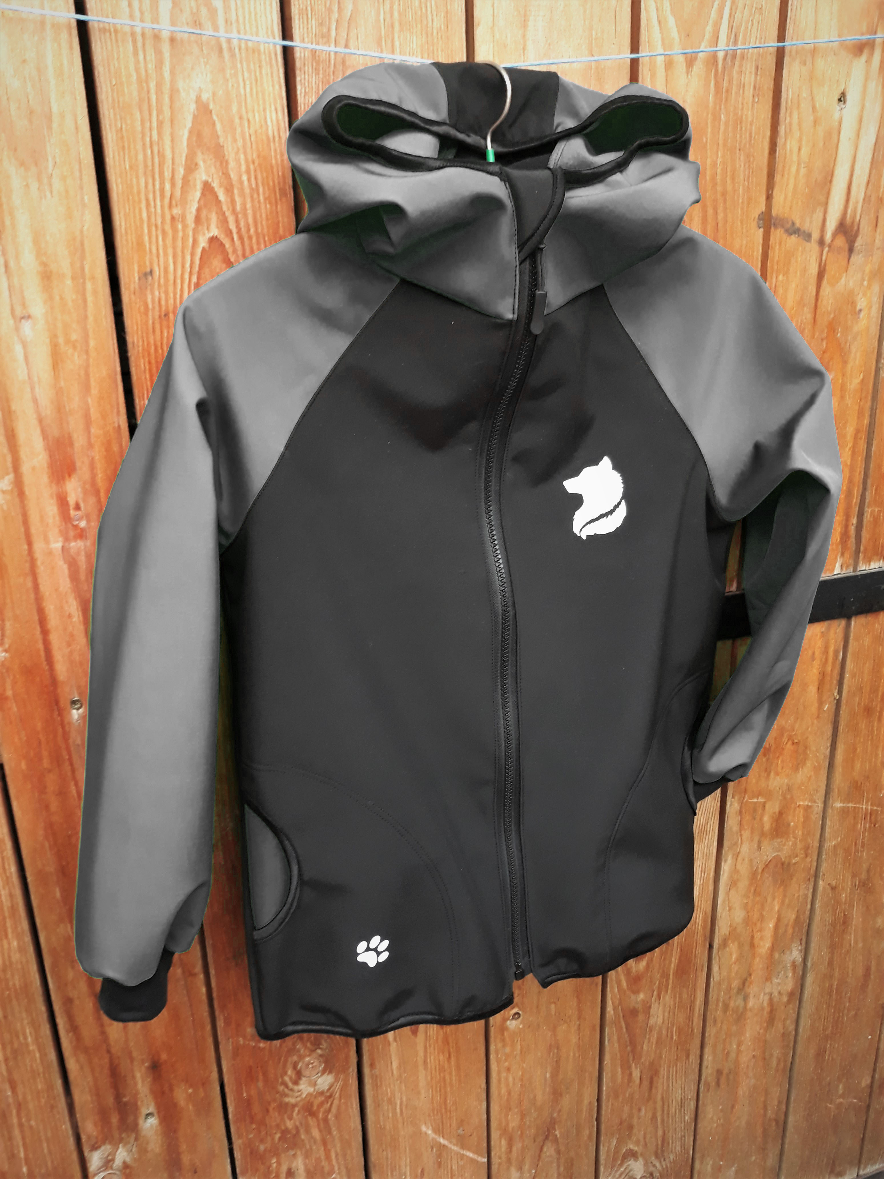 Softshellové bunda  s kapucí s fleecem, černo šedá 