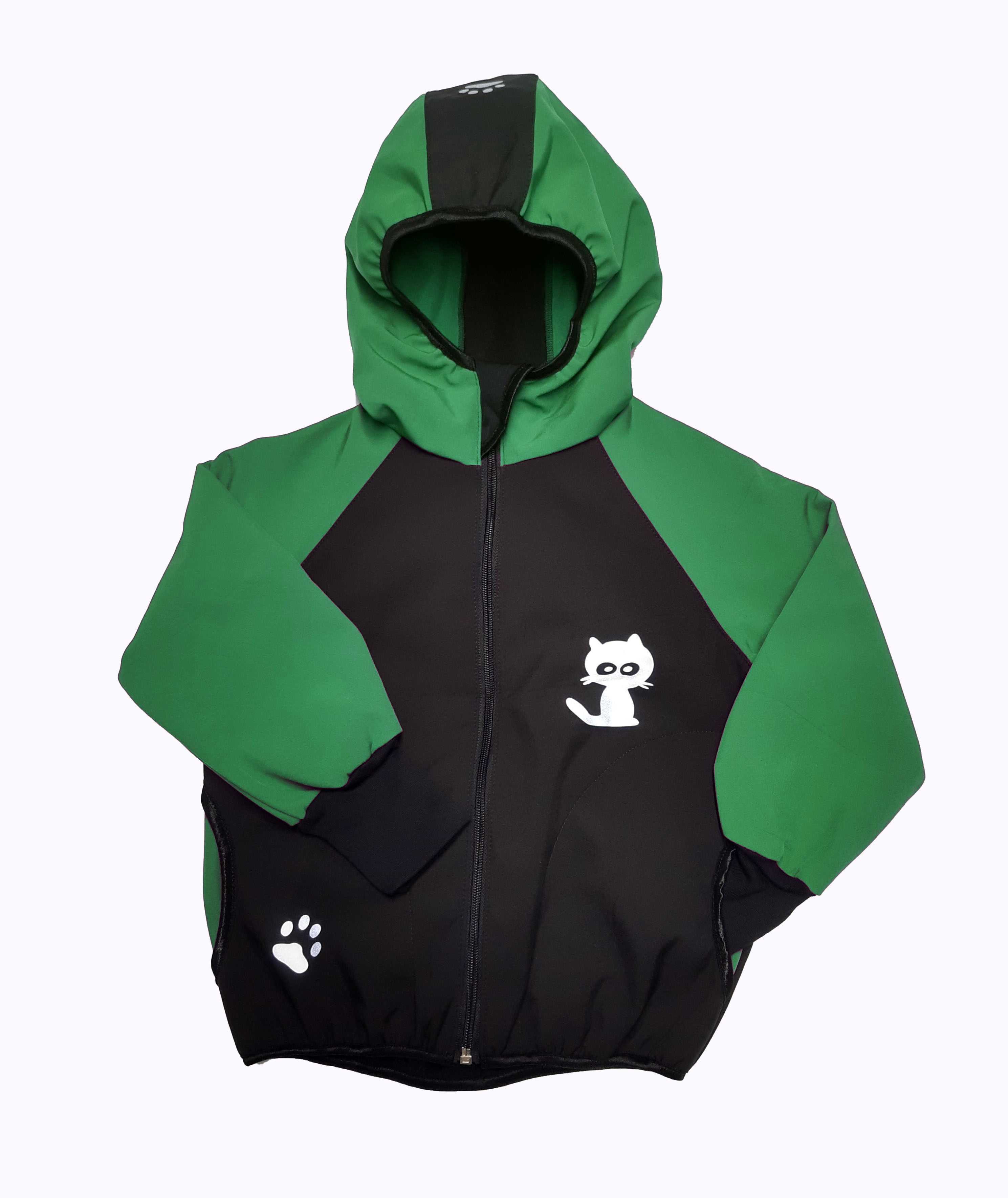 Softshellové bunda  s fleecem, s kapucí, černo zelená