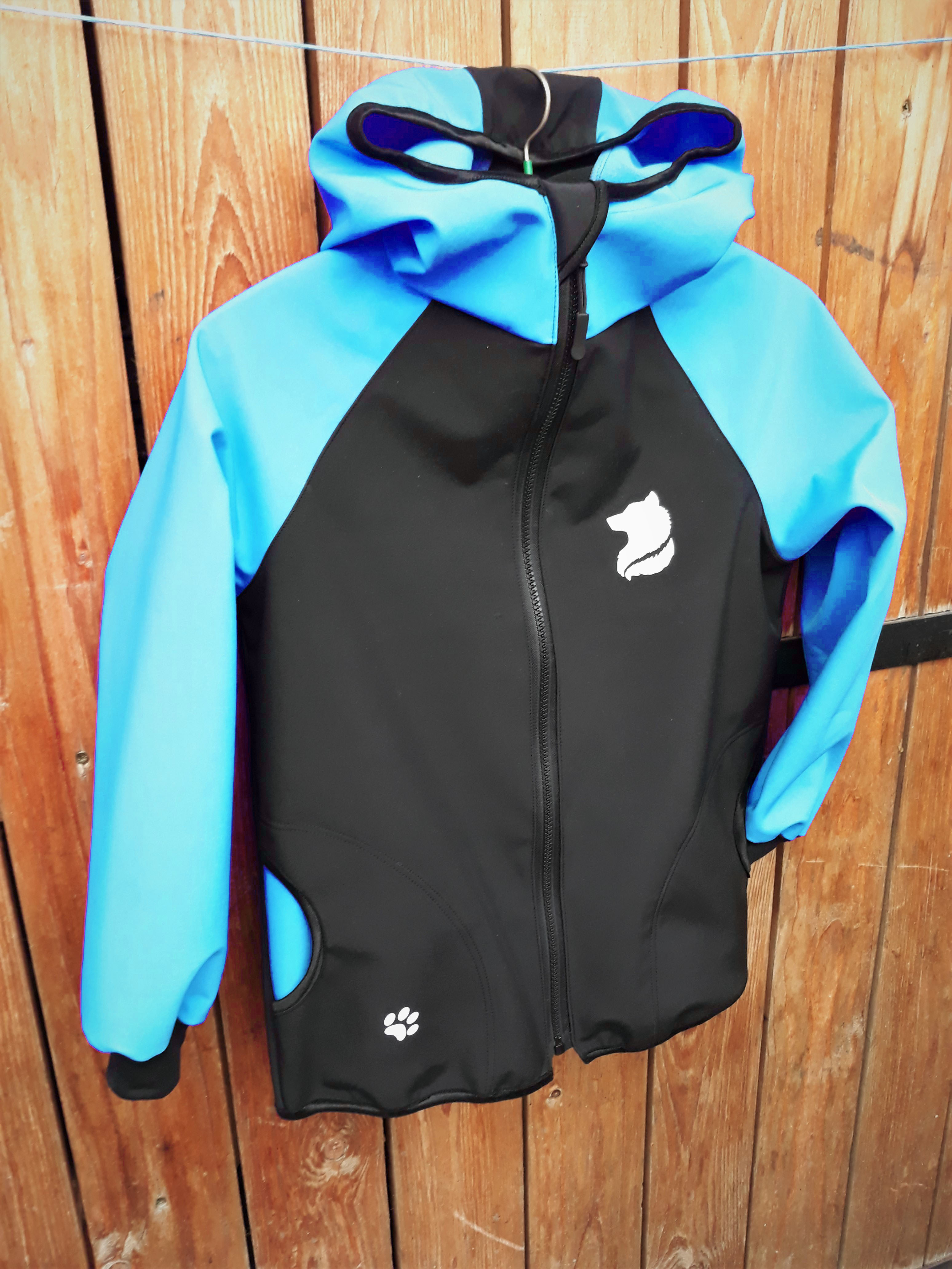 Softshellové bunda  s fleecem, s kapucí, černo tyrkysová