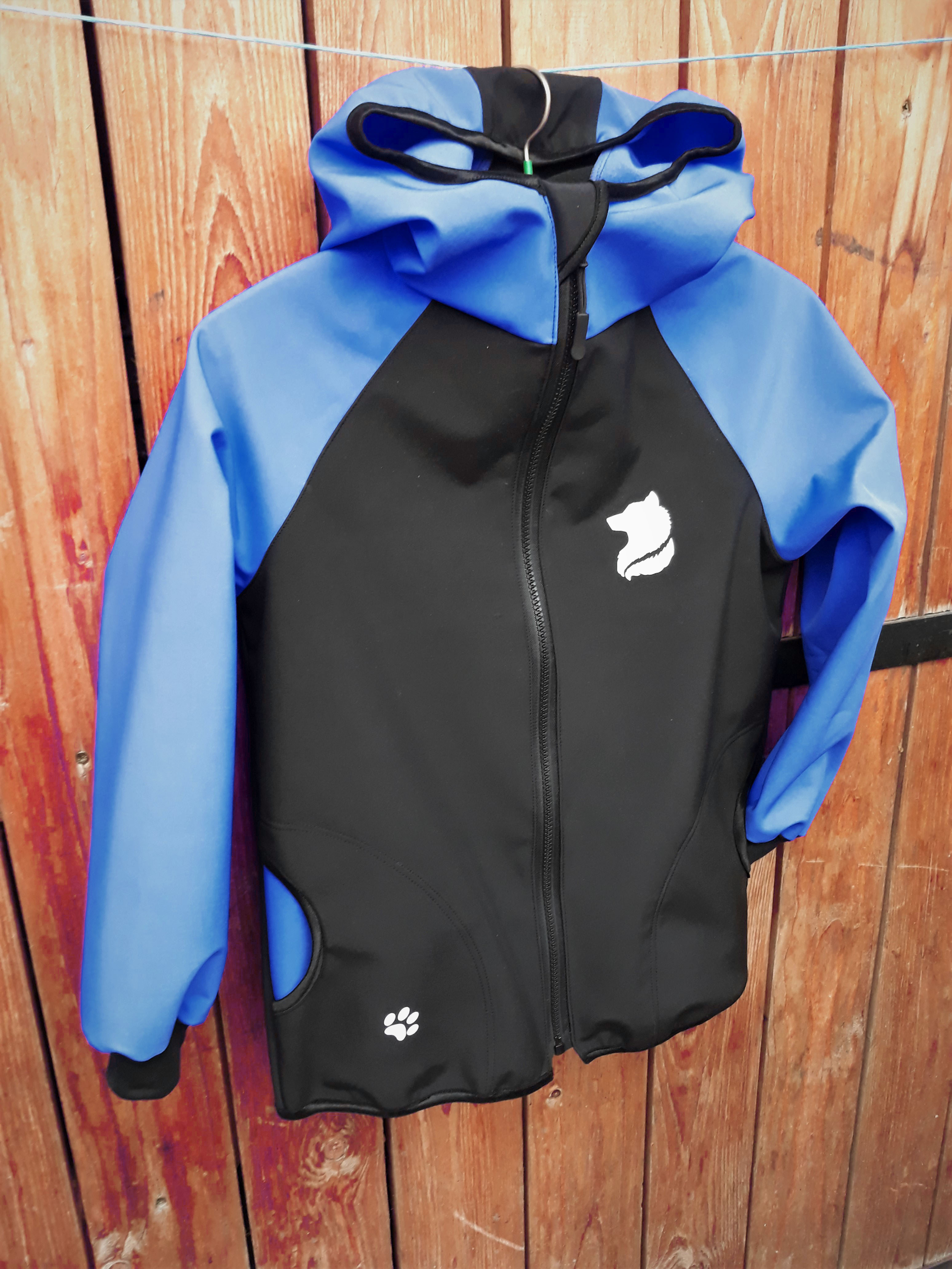 Feeling, softshellové bunda letní s kapucí, černo modrá