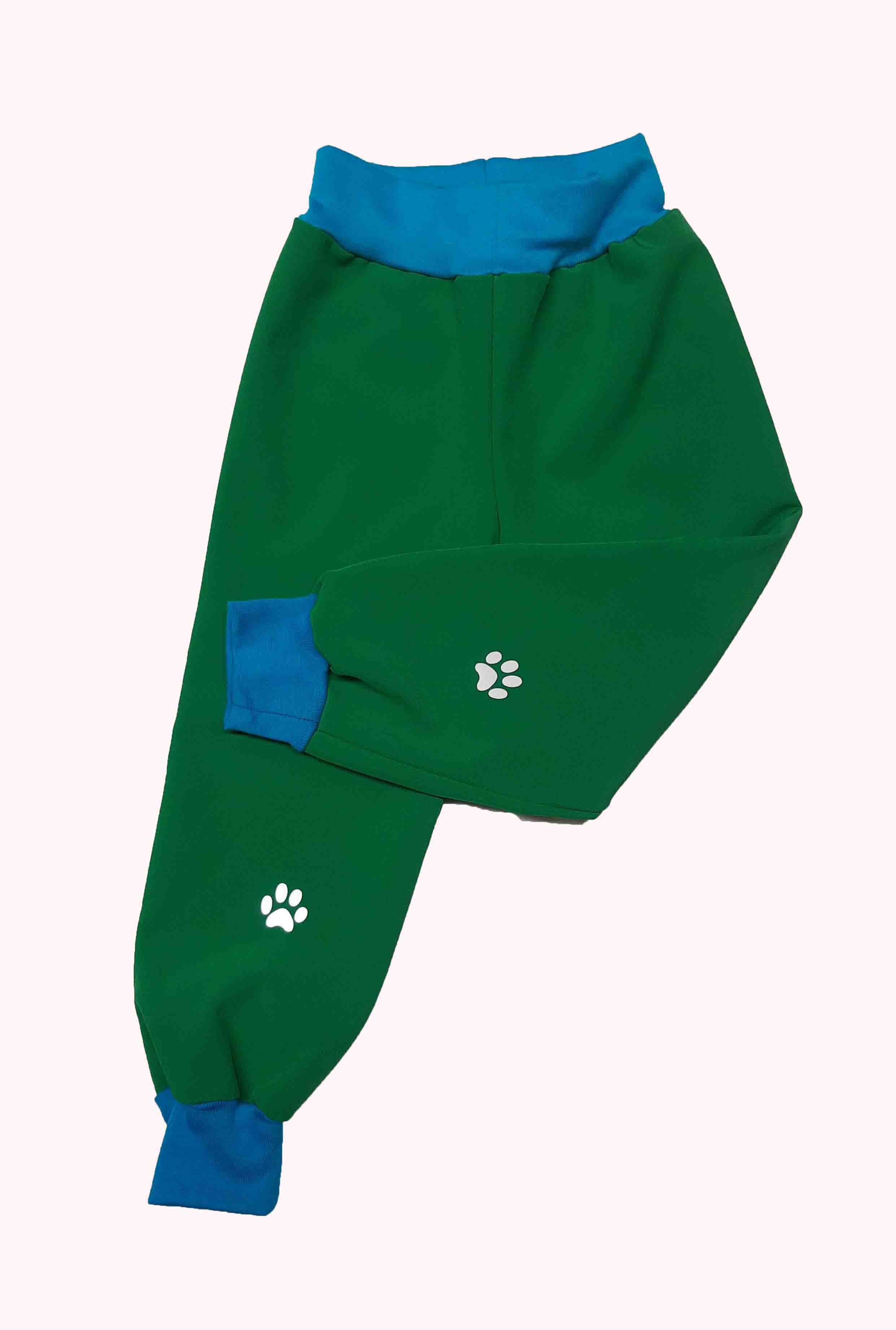 Feeling, softshellové kalhoty s fleecem, zelené s tyrkys