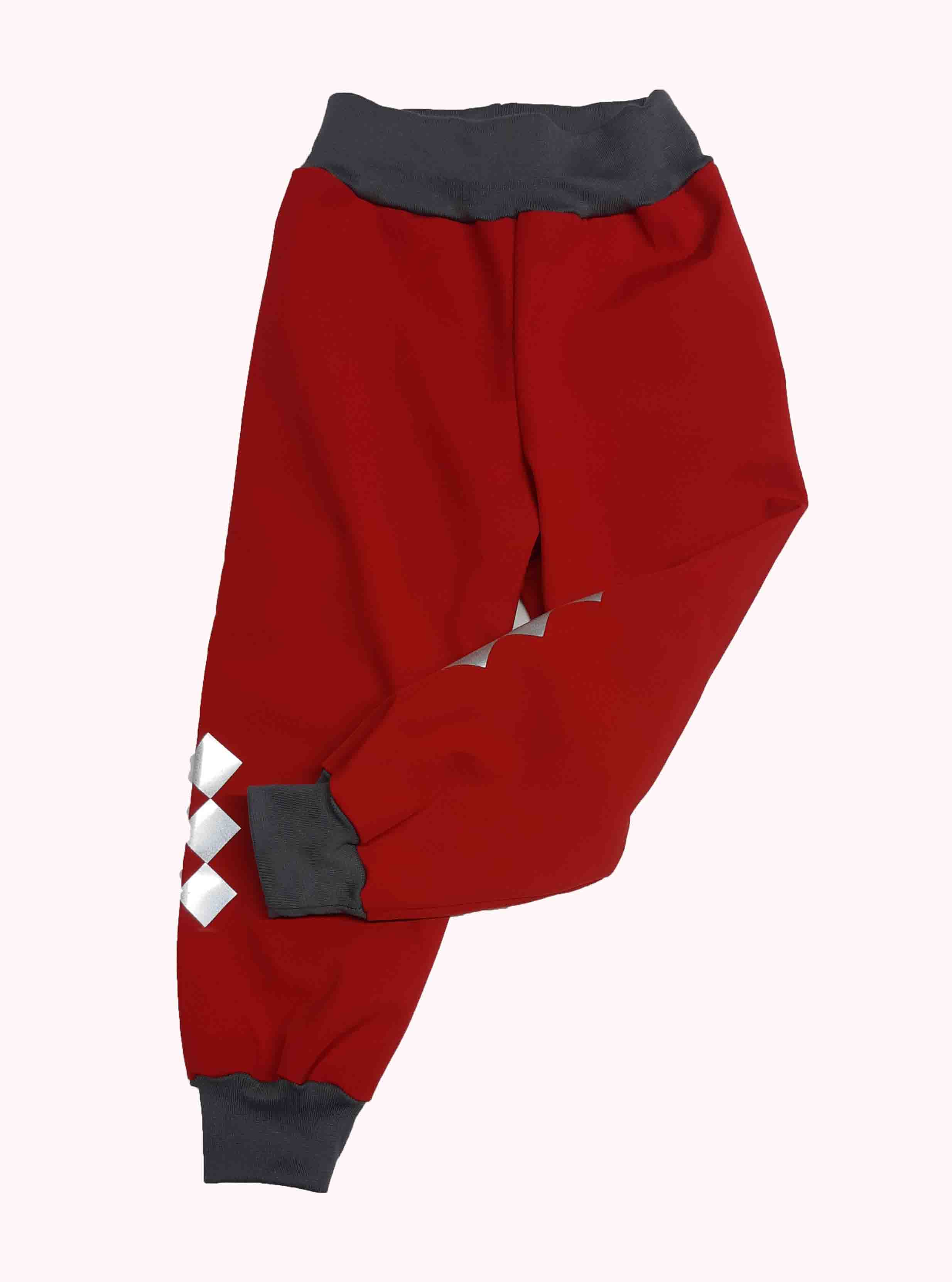 Feeling, softshellové kalhoty s fleecem, červené s šedou 