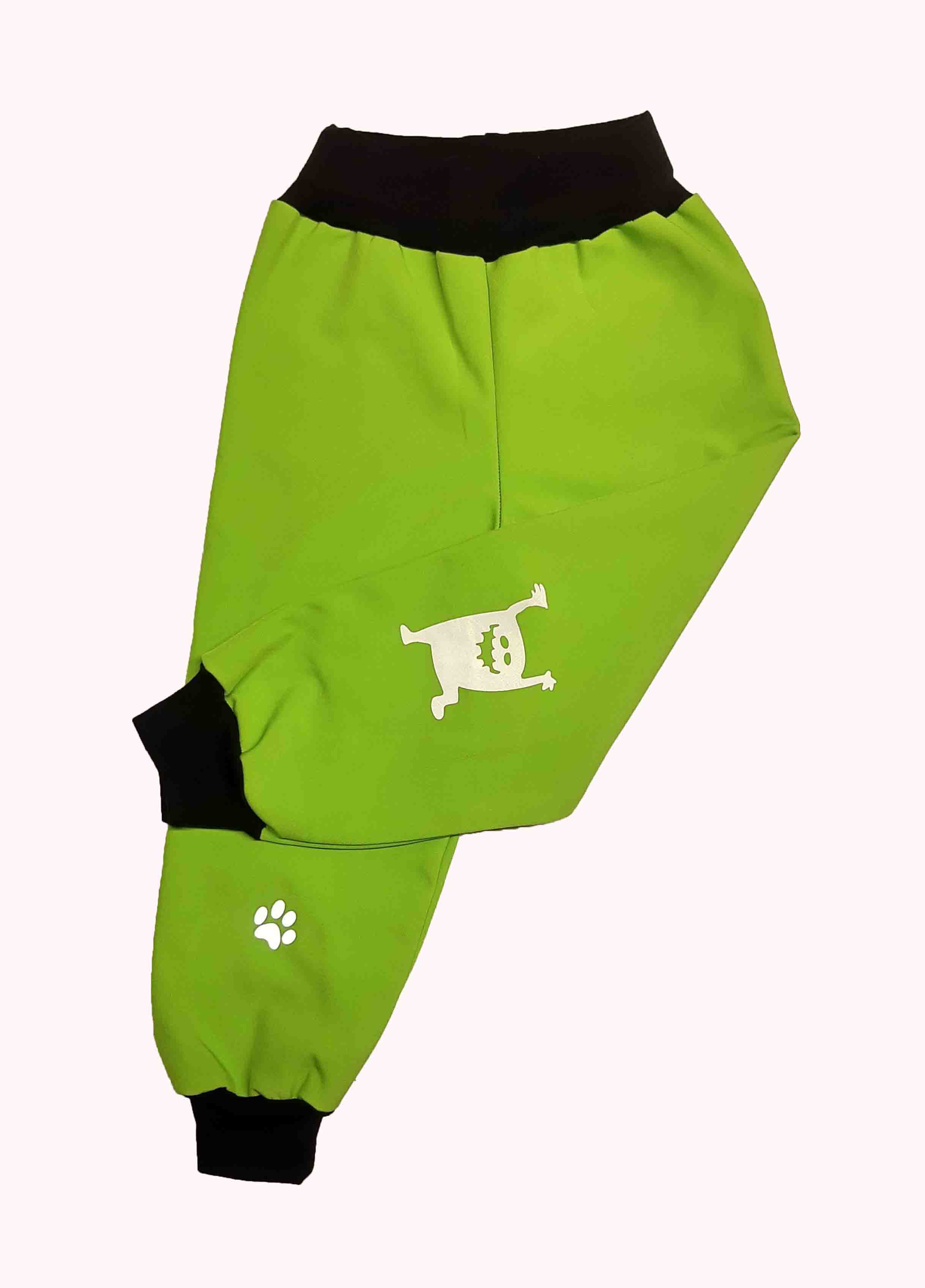 Feeling, softshellové kalhoty s fleecem, hráškově zelené s černou 