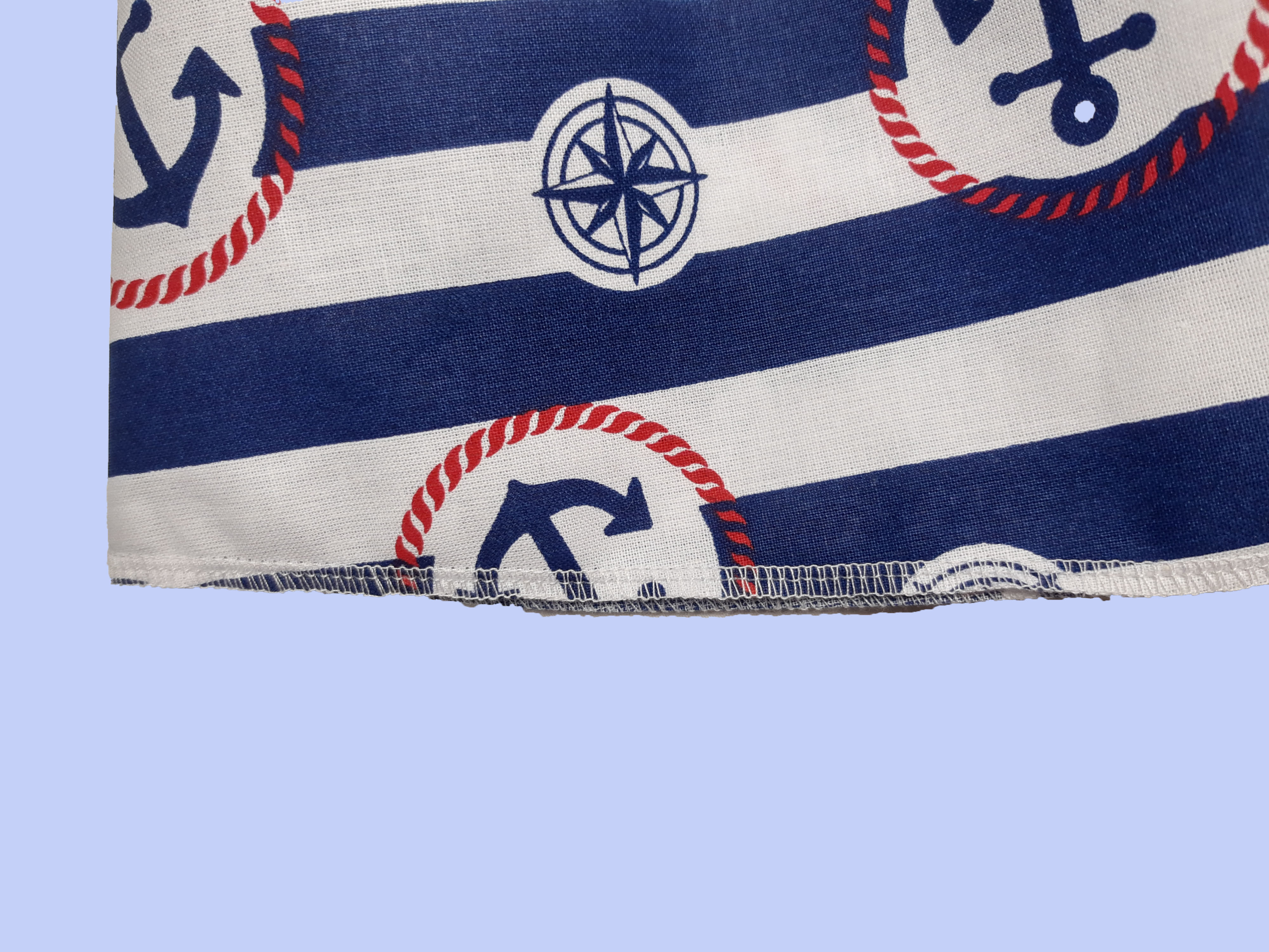 Feeling, letní sukně dětská/dámská, kotvy na modrých proužcích , v pase černá