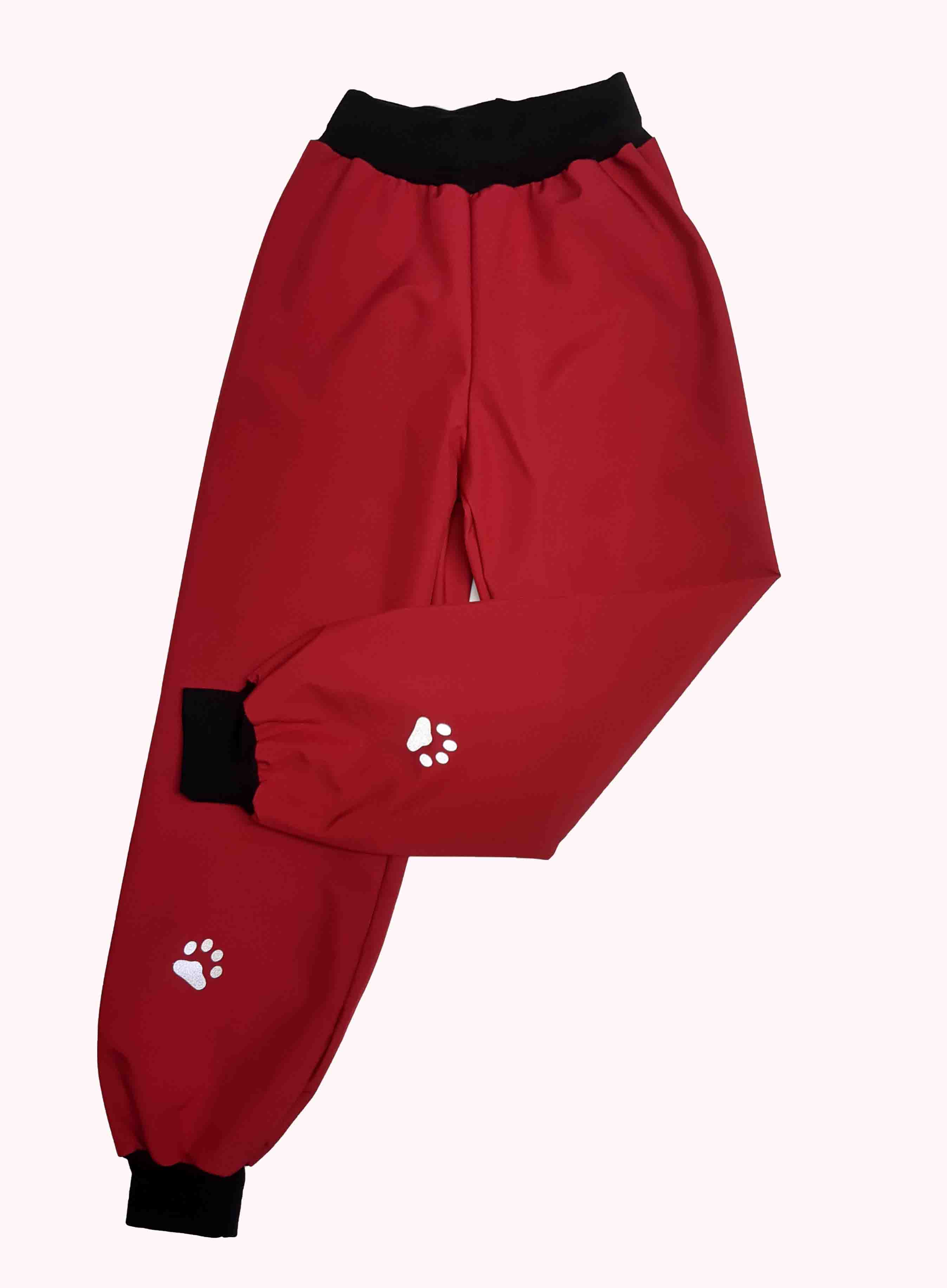 Feeling, softshellové kalhoty s fleecem, červené s černým.