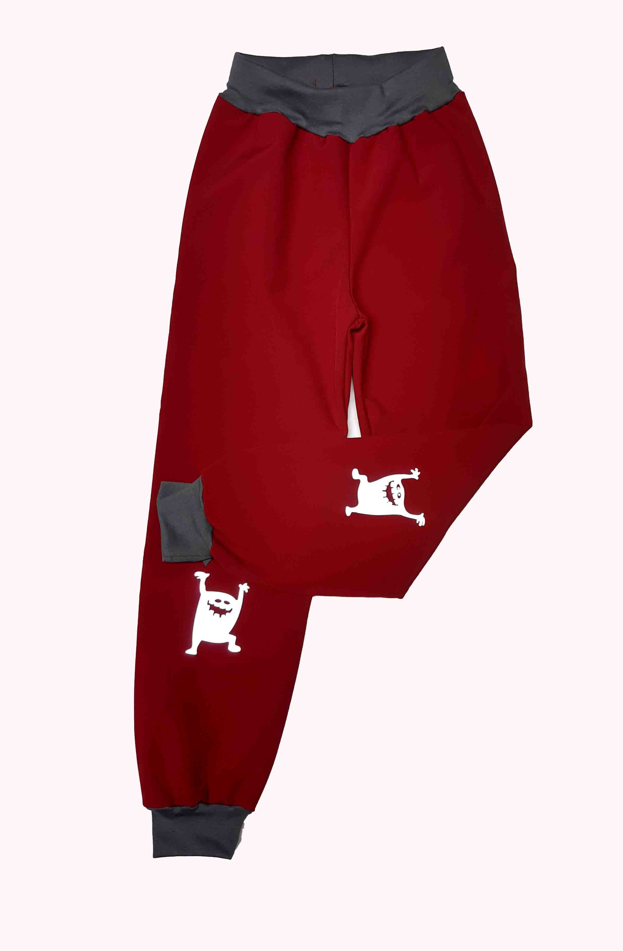 Feeling softshellové kalhoty s fleecem, červené s šedou