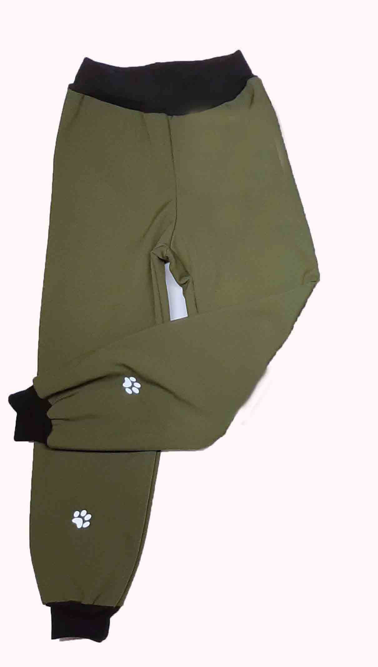 Feeling, softshellové Kalhoty s fleecem, khaki s černou 