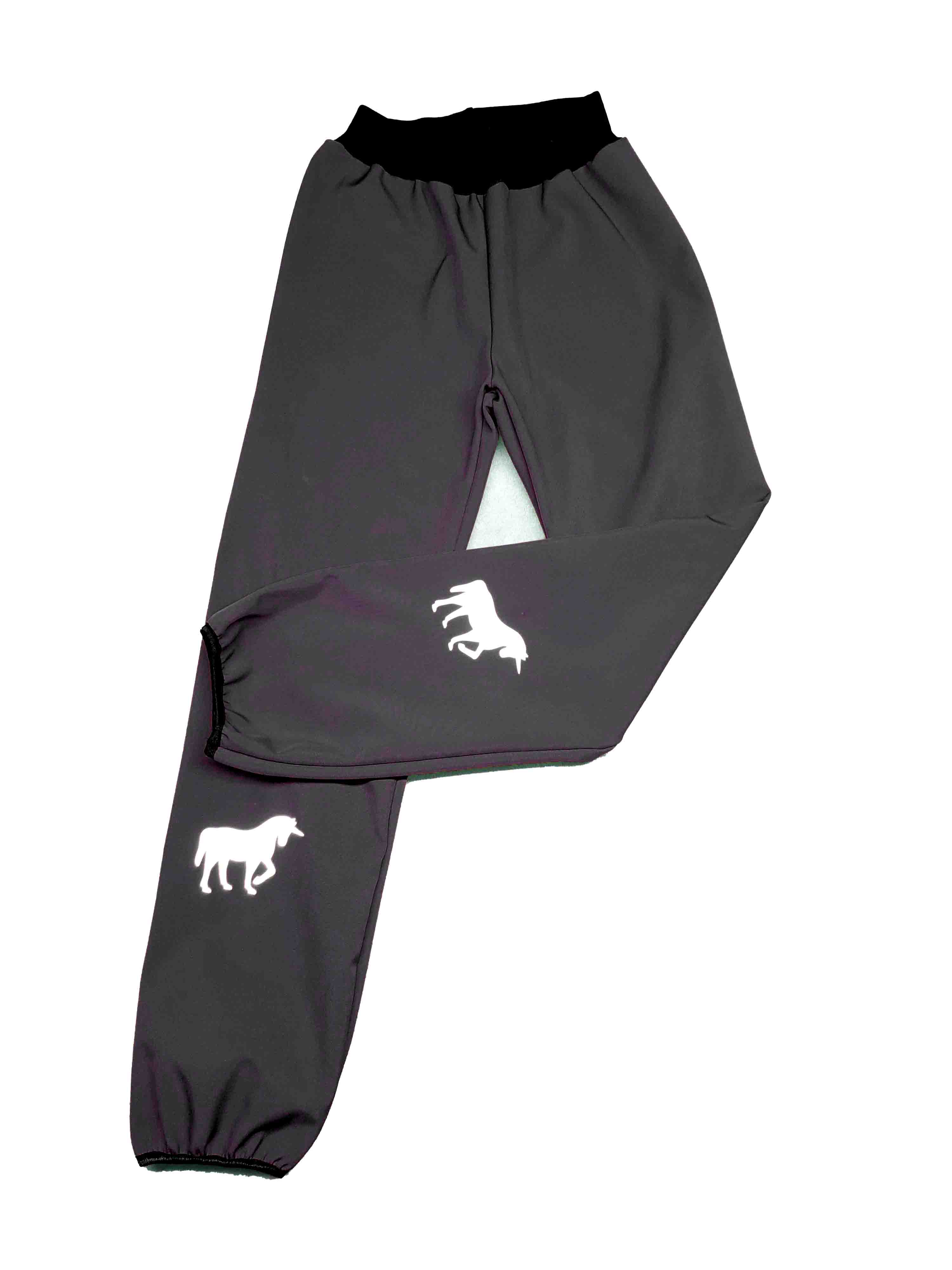 Feeling, softshellové kalhoty s fleecem, zakončené do lemovací gumičky, šedo černé 