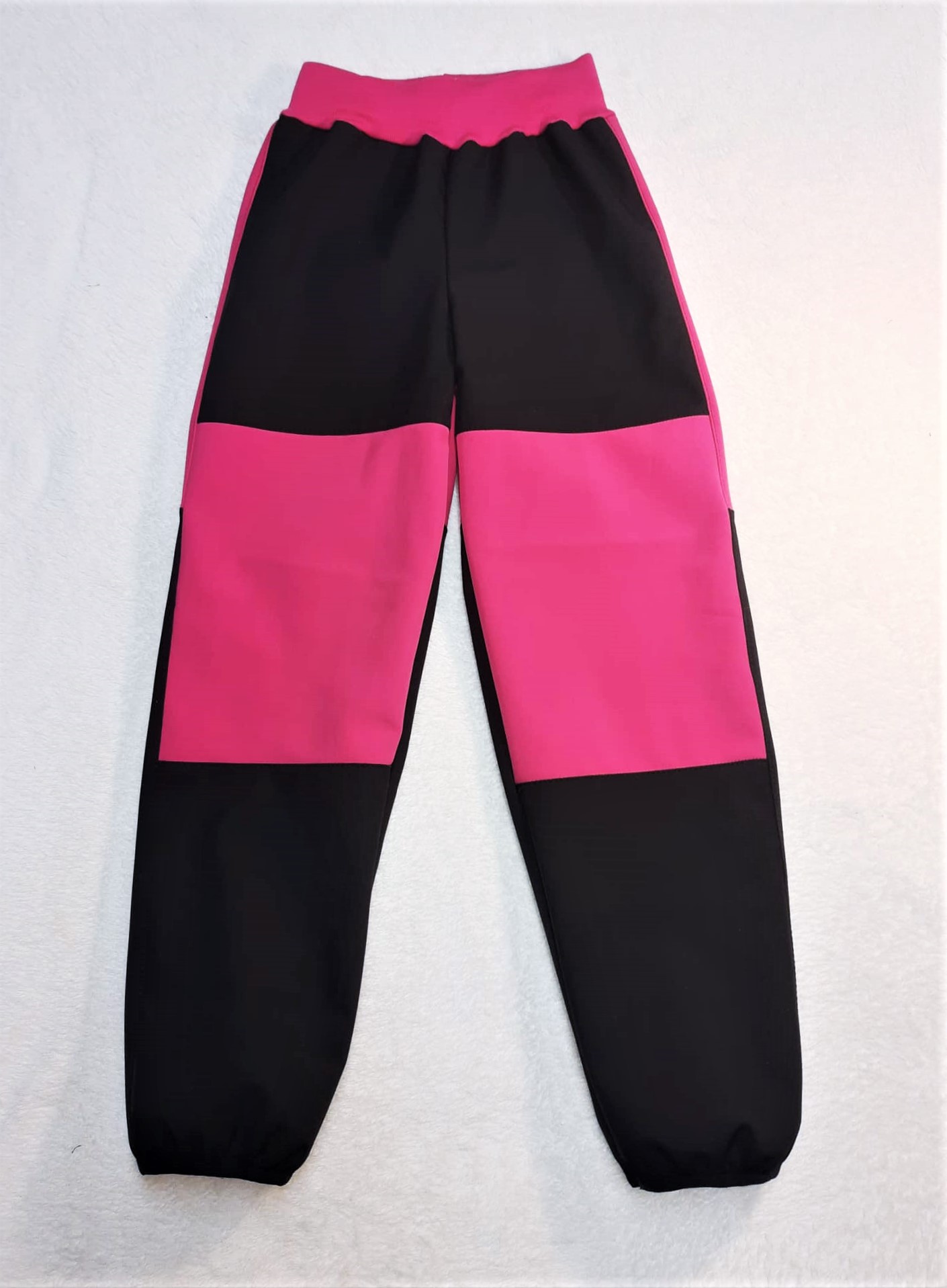 Feeling, softshellové kalhoty s fleecem, růžovo černé