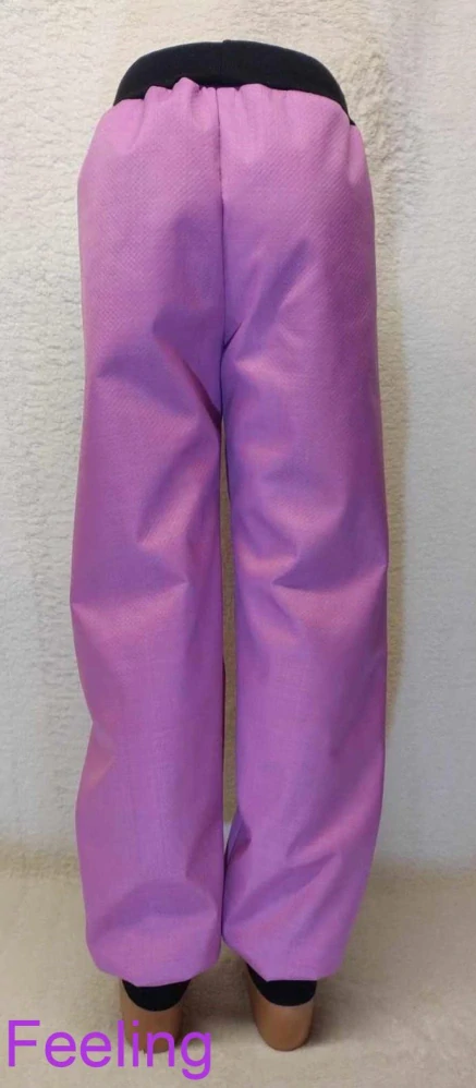 Softehellové kalhoty s beránkem, vel. 86, růžové s černou