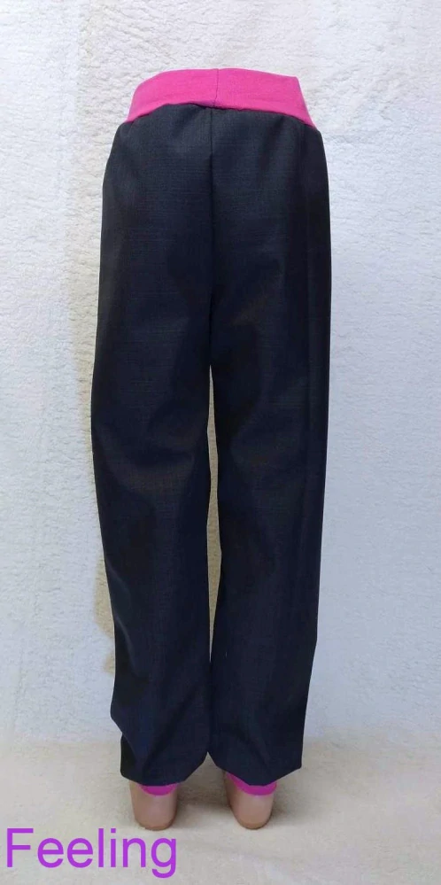 Softehellové kalhoty s beránkem, vel. 86, černé s růžovou