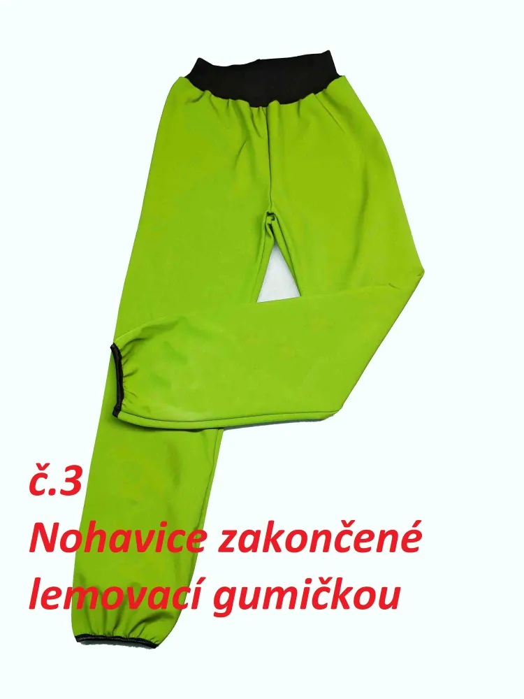 Softshellové kalhoty s beránkem, tyrkys  barvy lemu dle vlastního výběru.