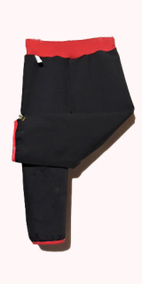 Feeling, softshellové kalhoty letní zakončené lemovací gumičkou, černé s červenou