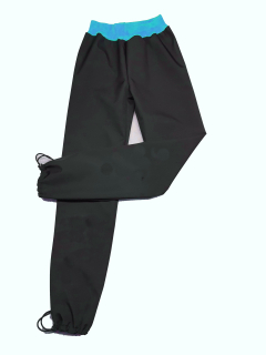 Softshellové kalhoty letní, černé s tyrkys
