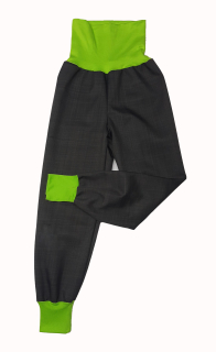 Softshellové kalhoty jarní/podzimní rostoucí ,vel.92/98,šedé s sv.zelenou 