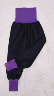 Softshellové kalhoty jarní/podzimní rostoucí ,vel.92/98, černé s fialovou 