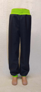Softshellové kalhoty jarní/podzimní, vel.86, černé s sv.zelenou