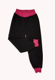 Softshellové kalhoty s fleecem odlehčený, vel. 98,černé s růžovou