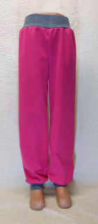 Softshellové kalhoty s fleecem odlehčený, vel. 92, růžové s šedou