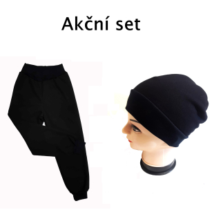 Set softshellové kalhoty s fleece + čepice,  černý, vel.92 
