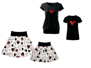 Feeling, Set 2 ks - sukně dámská + tričko dámské s potiskem s červenou mašlí vel. XXXL