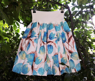 Balonová sukně dámská nebo dětská, modré tulipány 