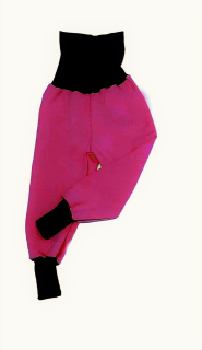 Softshellové kalhoty s fleece vrstvou rostoucí, vel.140/146, růžové s černou