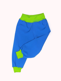 Feeling, softshellové kalhoty letní, tyrkys s zelenou