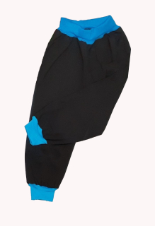 Feeling, softshellové kalhoty letní, černé s tyrkys