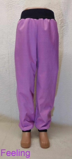 Softehellové kalhoty s beránkem, vel. 98, růžové s černou