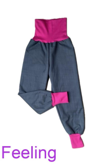 Softshellové kalhoty s beránkem rostoucí, vel. 128/134, šedé s růžovou