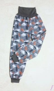 Softehellové kalhoty s fleece , vel. 116, s liškama