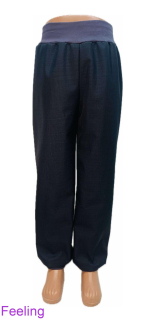 Softehellové kalhoty s beránkem, vel. 128, černé s šedou