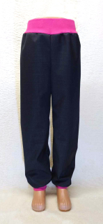 Softshellové kalhoty jarní/podzimní, vel.80, černé s růžovou 