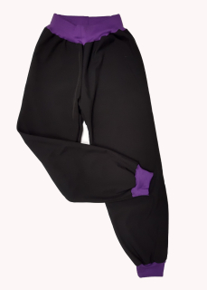 Softshellové kalhoty s fleecem odlehčený, vel. 80, černé s fialovou