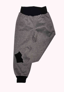 Softshellové kalhoty s fleecem, vel. 80, šedý melír s černou
